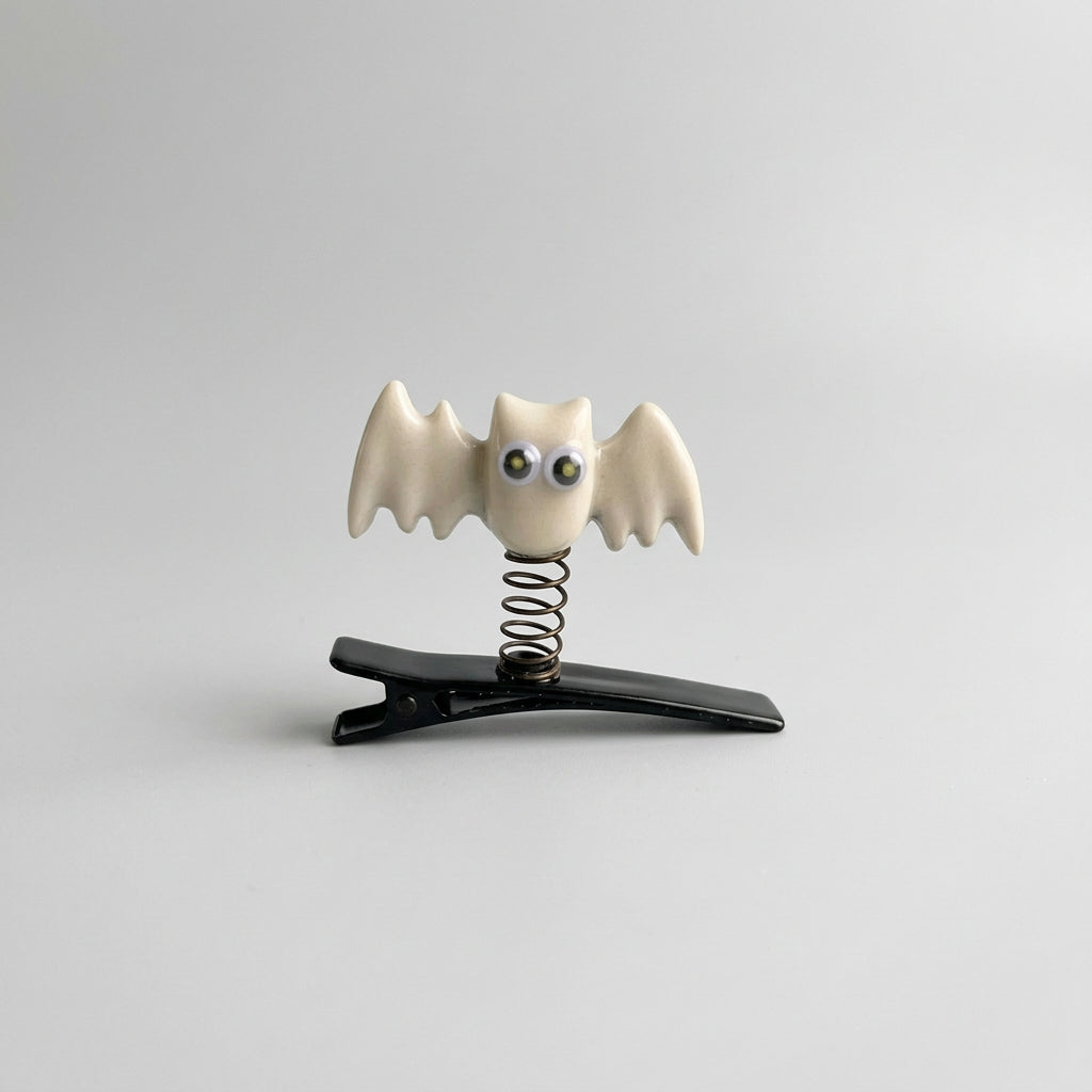 Hair Clips - Halloween - Handmade - Spring Action - Bats - Available in Classic Black or Ghostly White