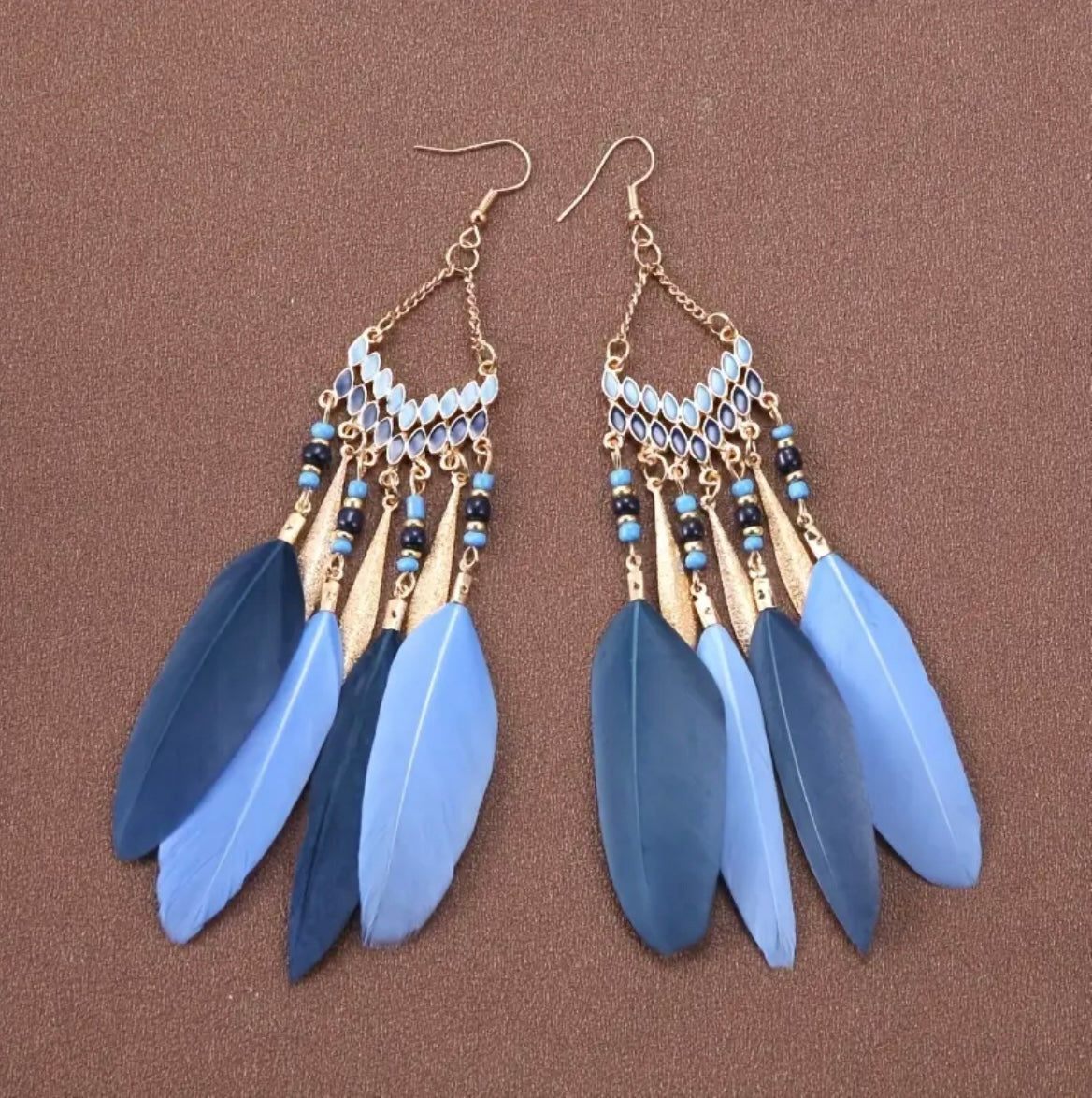 Earrings - Blue Feathers