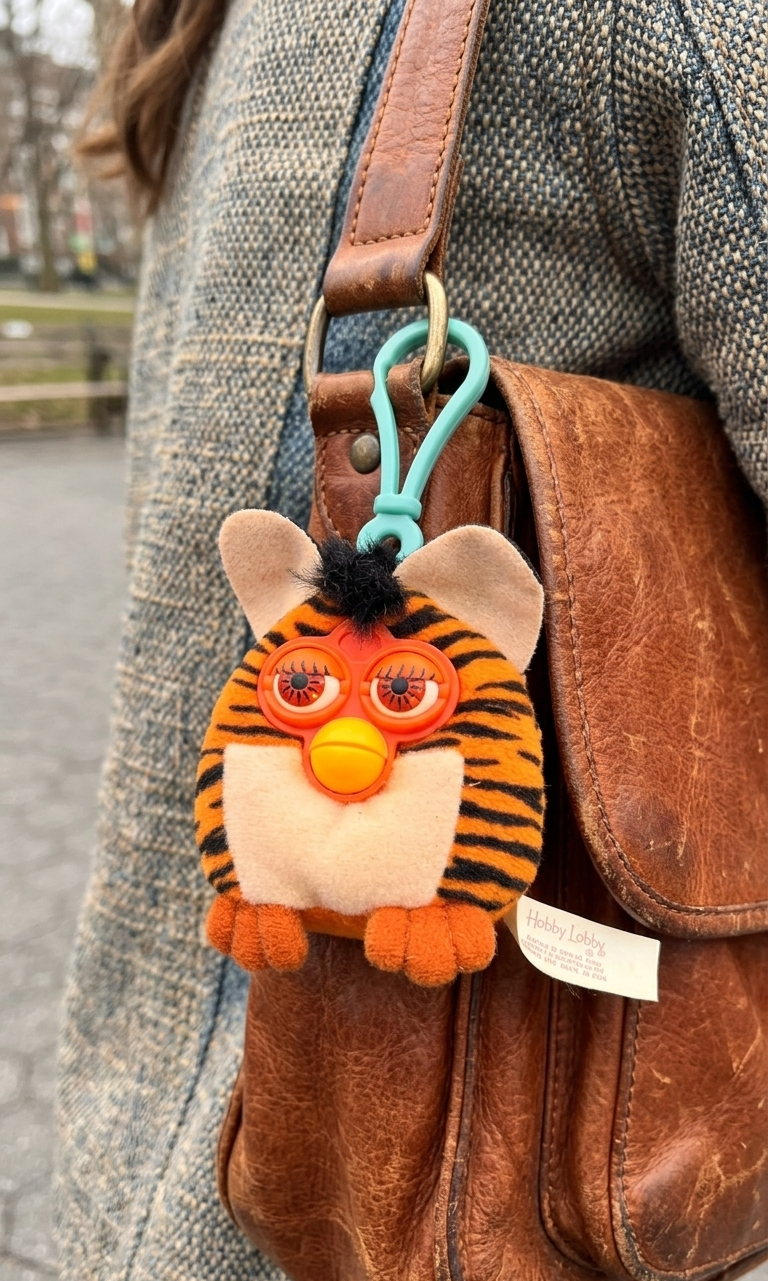 Keychain - Vintage - 2000 McDonald's Furby Tiger - Happy Meal Plush