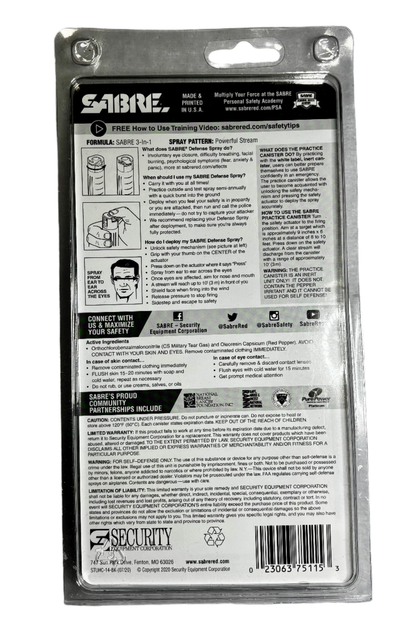 Pepper Spray - Sabre - Defense Spray and Practice Spray - New User Kit