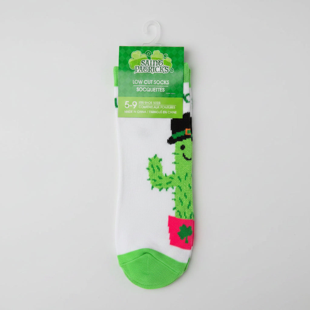 Ankle Socks - St. Patrick's Day - Cactus - Kiss Me I'm Green - Size 5-9
