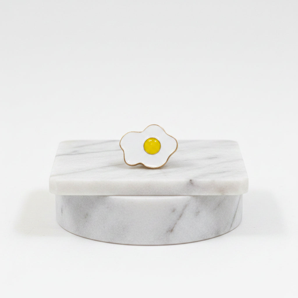 Lapel Pin - Fried Egg - Enamel - Gold Tone