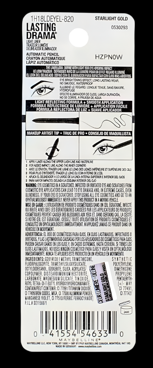 Eye Liner - Light Liner - 820 Starlight Gold - Maybelline