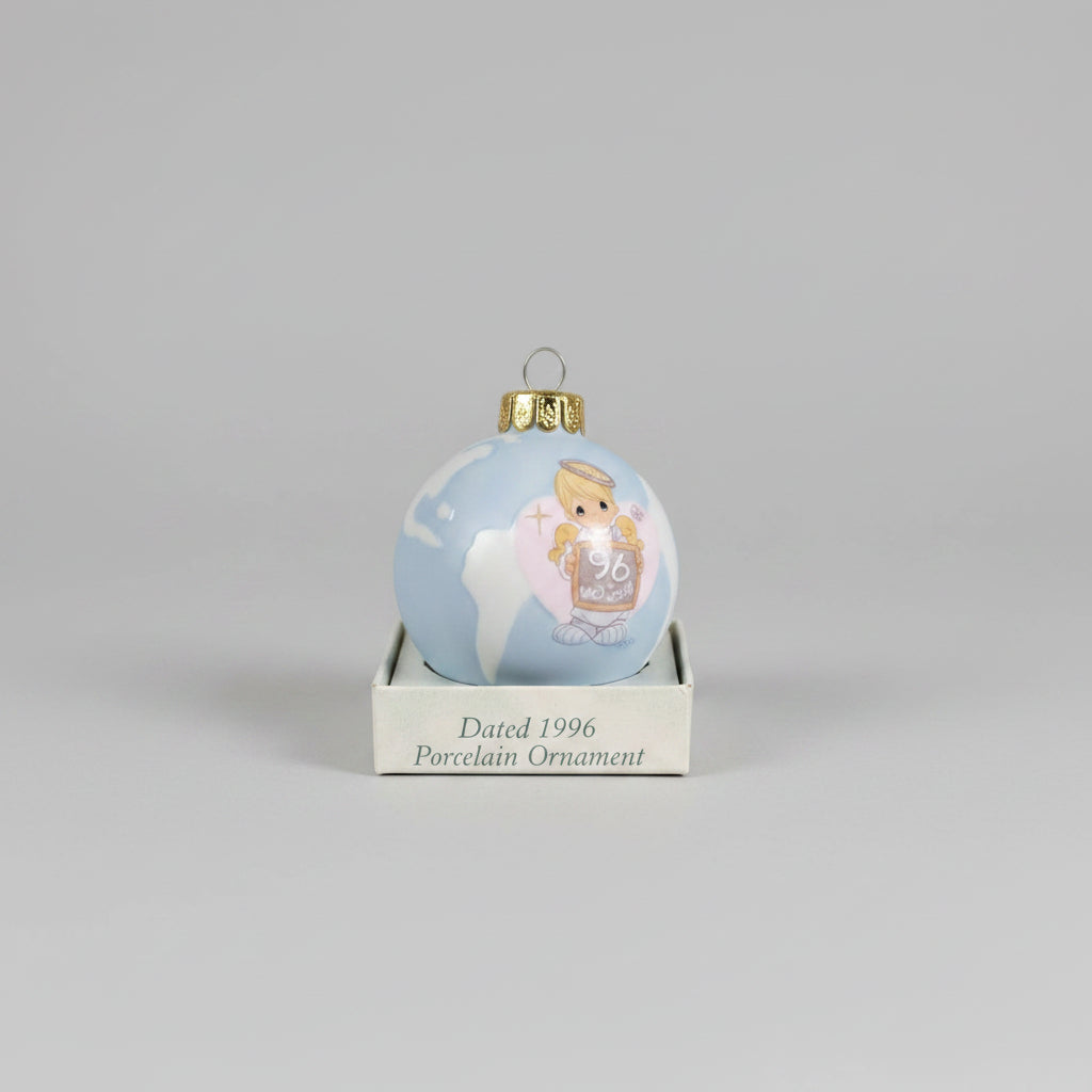 Porcelain Ball Ornament - Precious Moments - 1996 - Peace on Earth ... Anyway