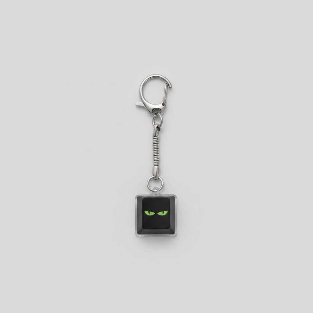 Fidget Clicker - Keyboard Button - Evil Green Eyes - Keychain