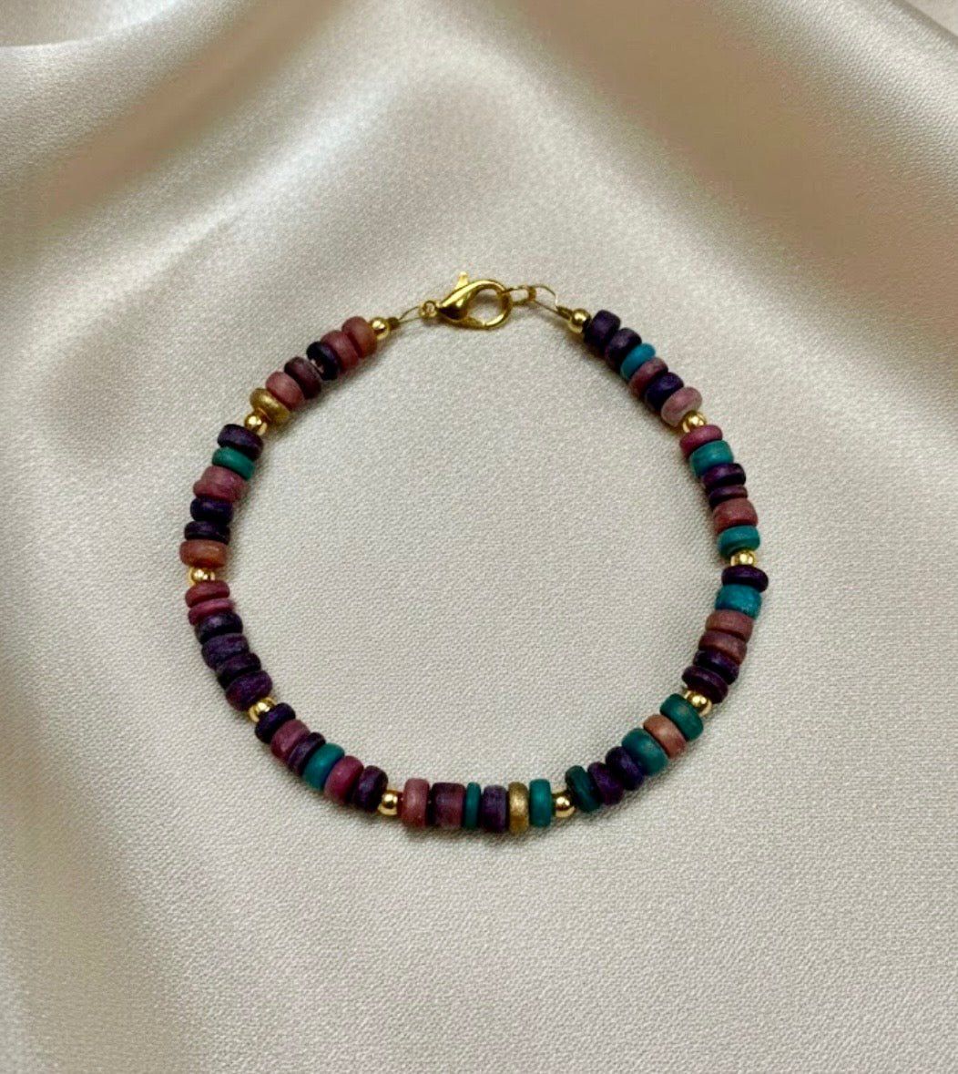 Handmade - Multicolored Wooden Beaded Bracelet