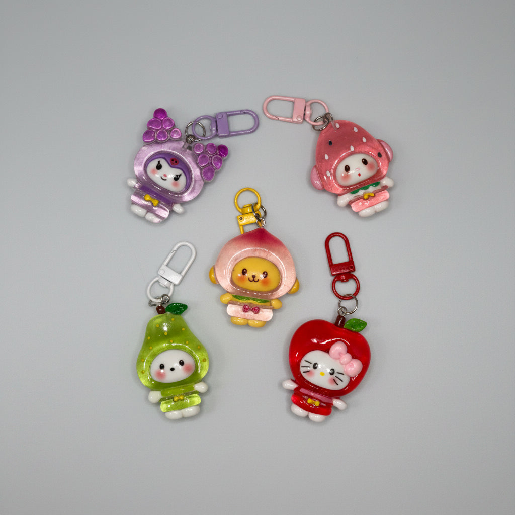 Keychain - Sanrio - Hello Kitty and her Fruity Friends - Glow in the Dark - Zipper Pulls