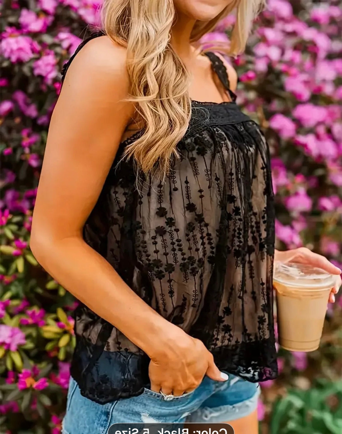 Ladie's Tank Top - Black with Nude Lining