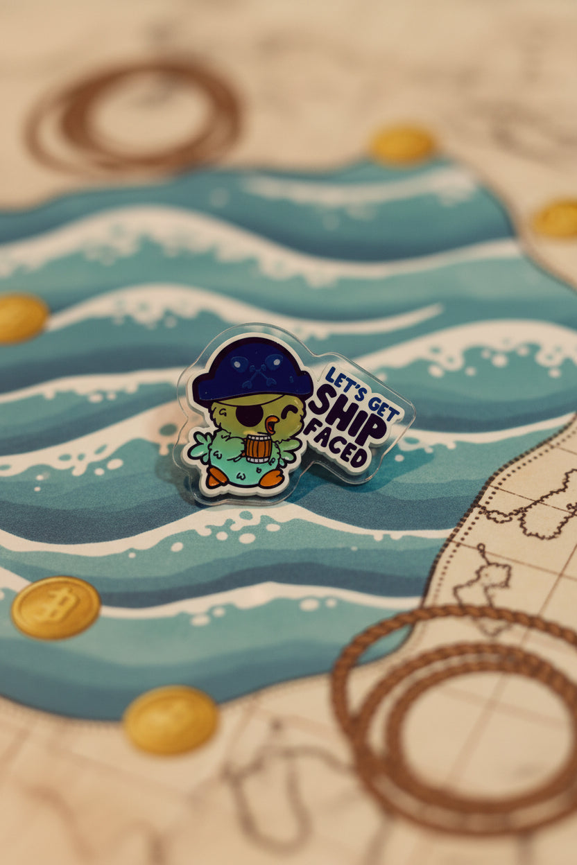 Pin - 2D Acrylic - "Let's Get Ship Faced" - Pirate Chick