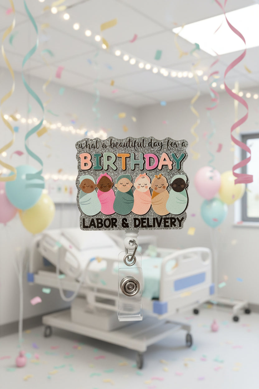 ID Badge - "What a Beautiful day for a Birthday" - Labor & Delivery