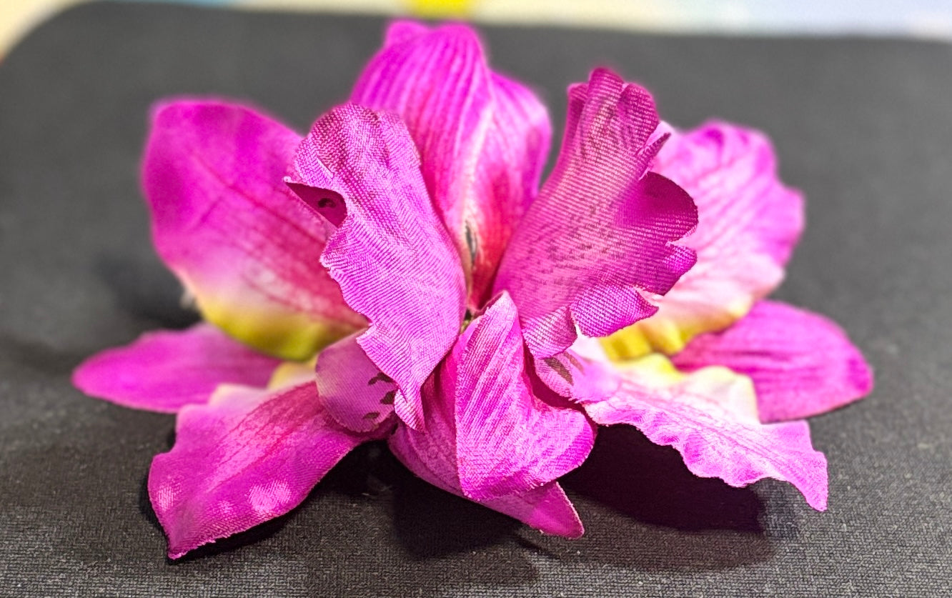 Silk Orchid Hair Clips - Vibrant Fuchsia and Captivating Lime Green