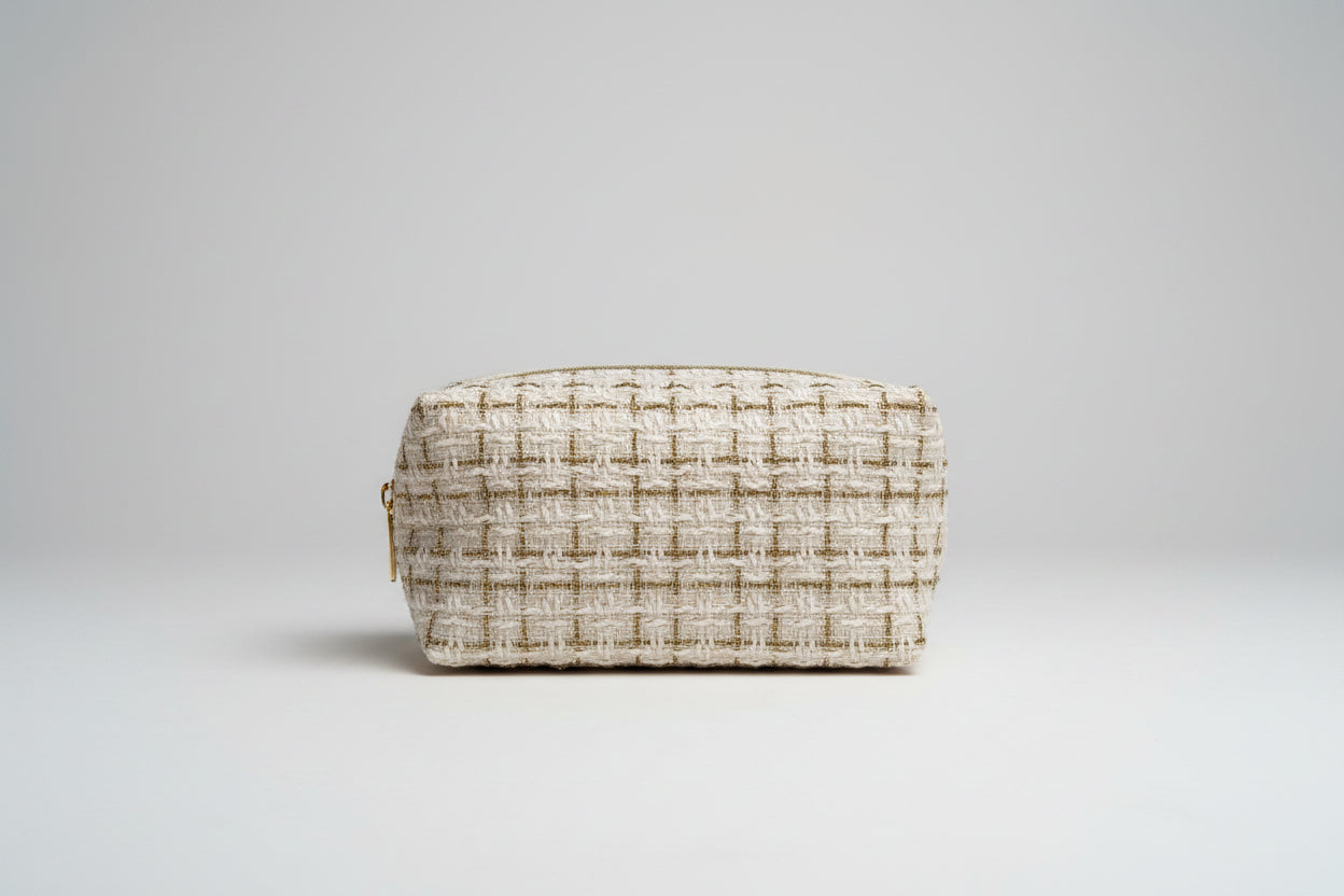 Cosmetic Bag - Makeup - White Gold Blend Tweed - Travel