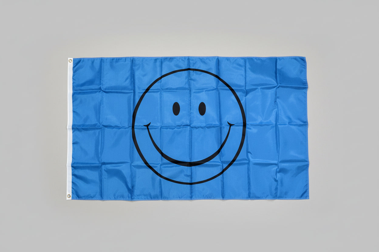 Large Blue Smiley Flag Banner