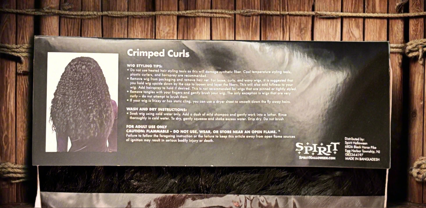 Black Wig - Spirit Halloween - Crimped Curls