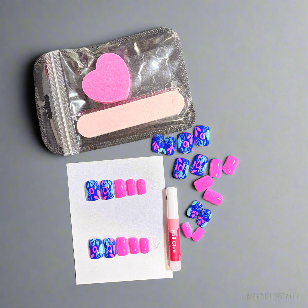 Press on Nails - Pink Fancy - FREE Mystery Hair Scrunchie included