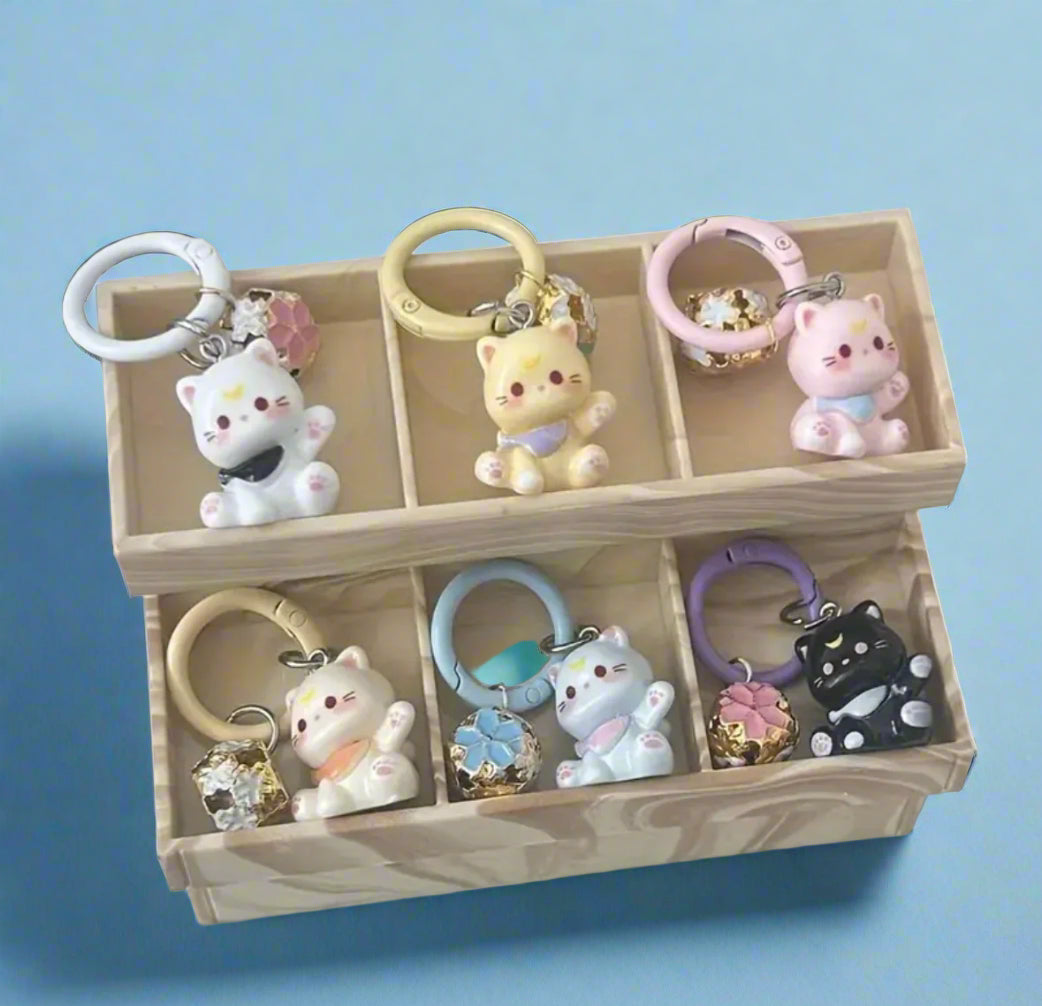 Lucky Cat with Bell - Clip Bag Charm