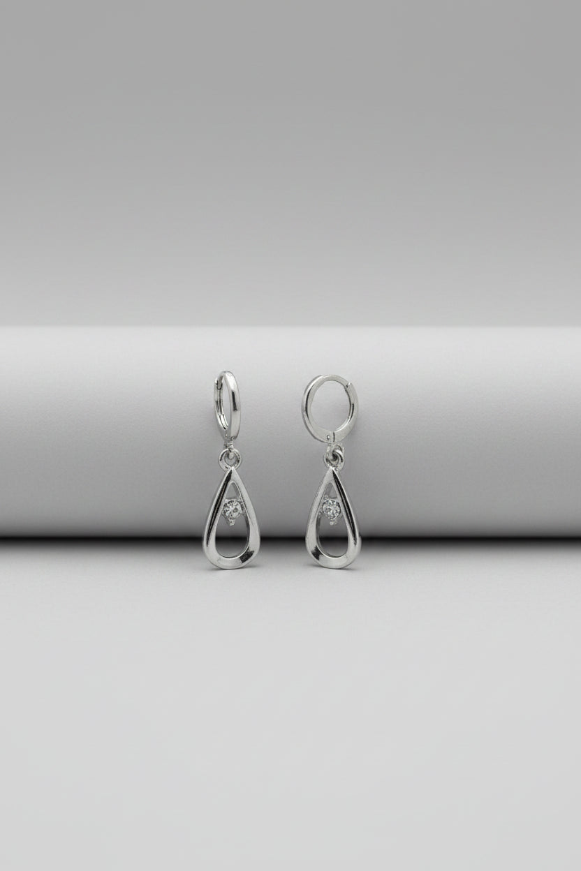 Earrings - Vintage - Tear Drop - with Cubic Zirconia Center Stone