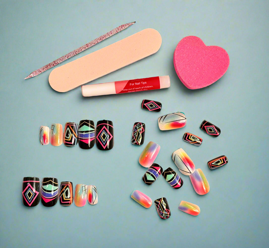 Press on Nails - Retro Futuristic Flair