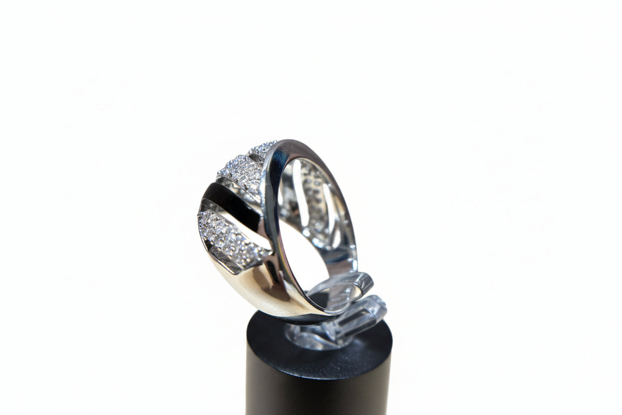 Ring Size 8 - Vintage Band Cocktail Ring with Cubic Zirconia Accents