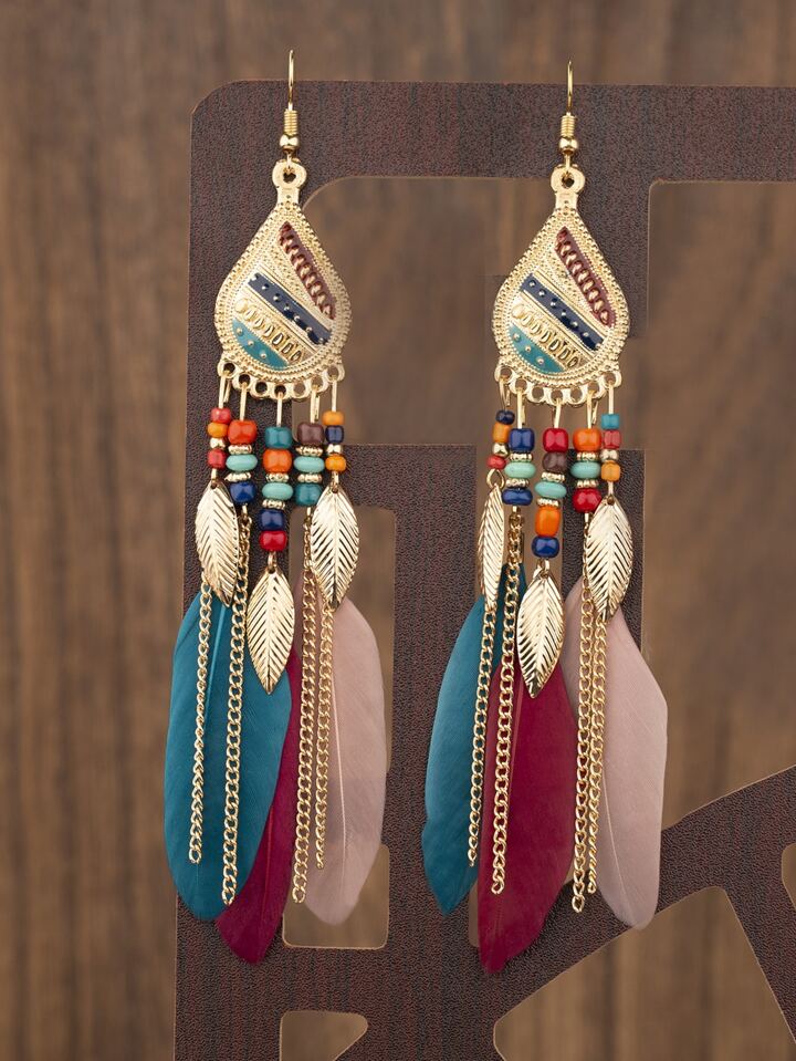Earrings BOHO Fashion Dangle Feather