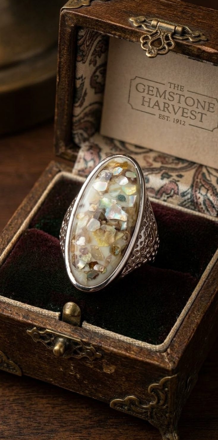 Ring - Mid-Century Style Confetti Lucite - Size 10