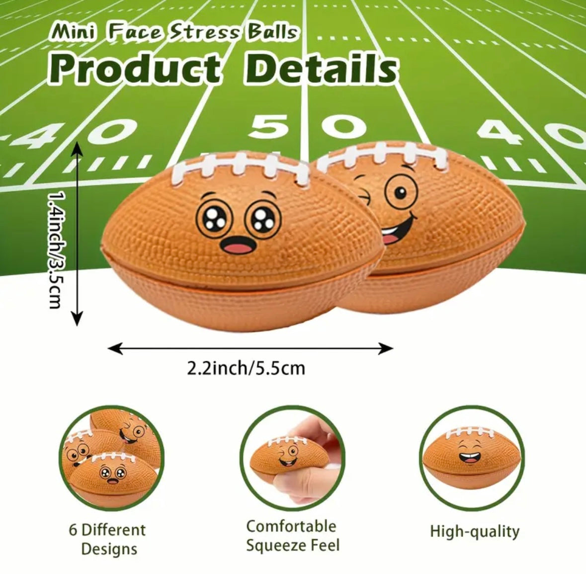 Mini Face Football Stress Balls