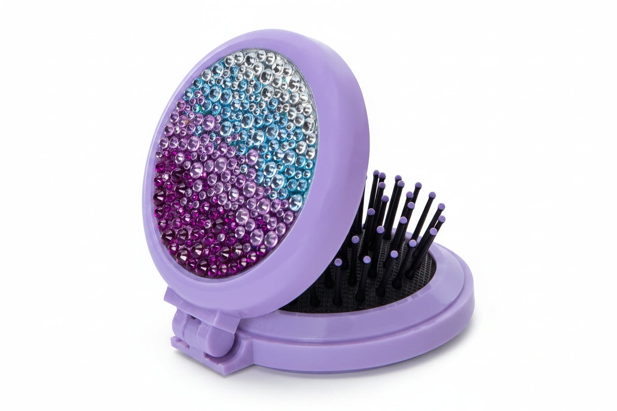 Compact Mirror - with Pop Up Brush