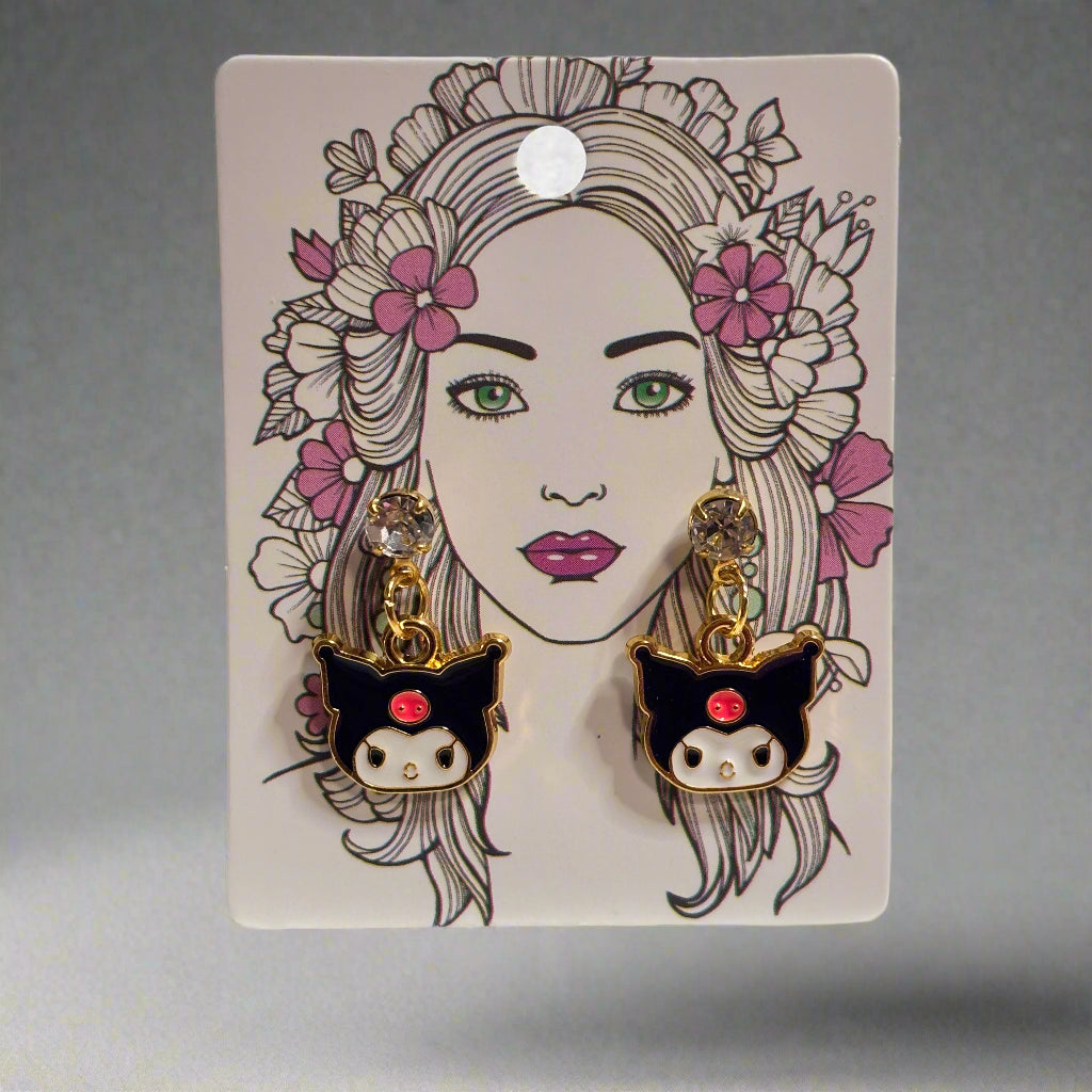 Gold Tone Kuromi Earrings