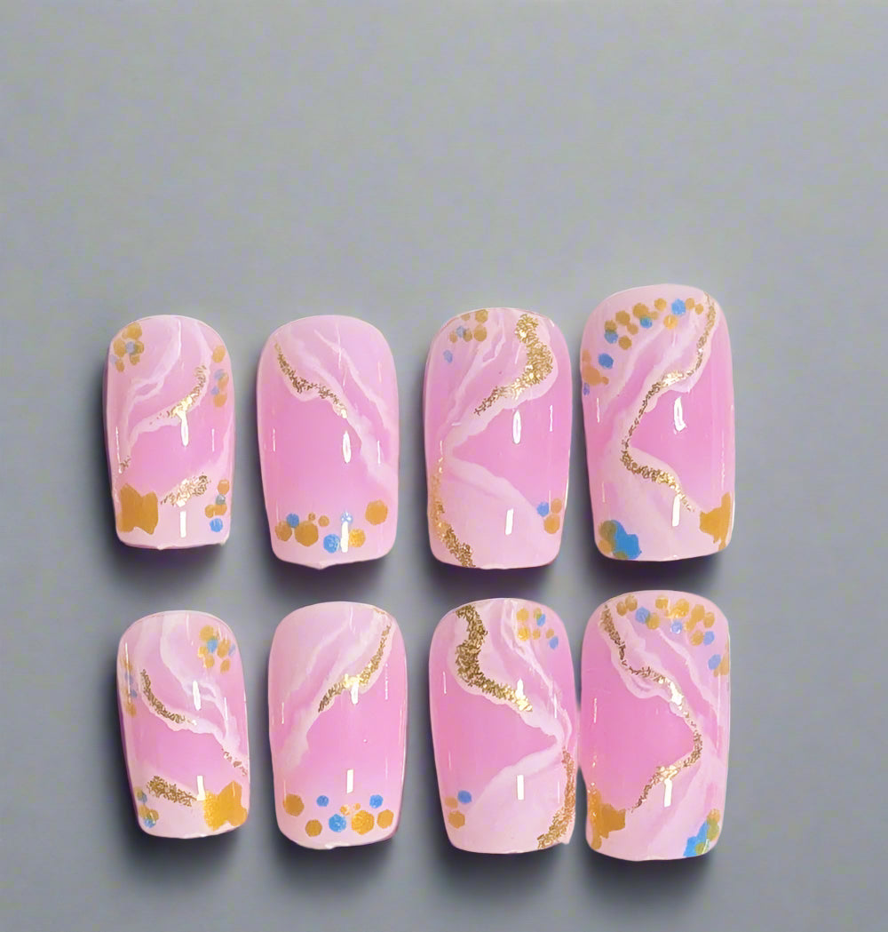 Press on Nails - Pink Swirl