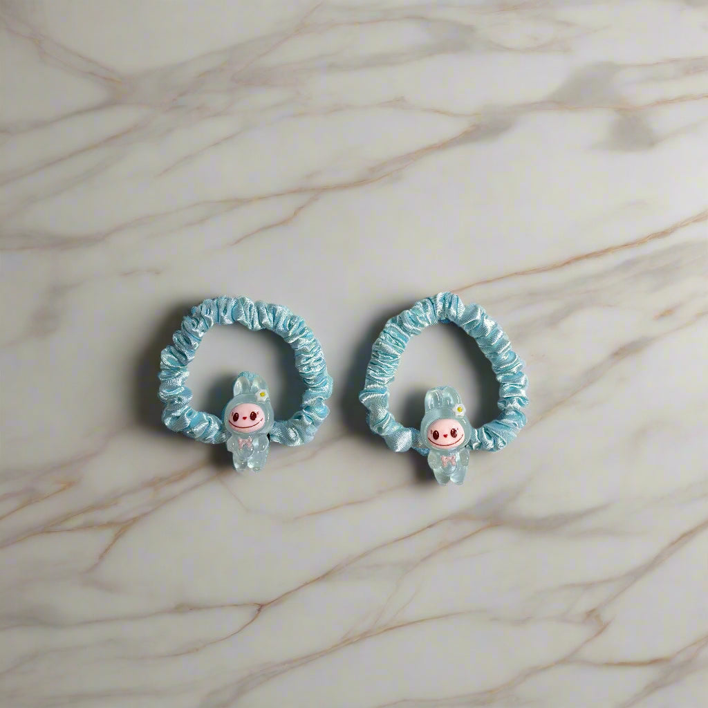 Labubu Monster - Hair Scrunchies - Set of 2 - Blue