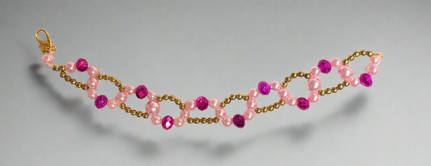Handmade - Beaded Bracelet - Berry Blossom