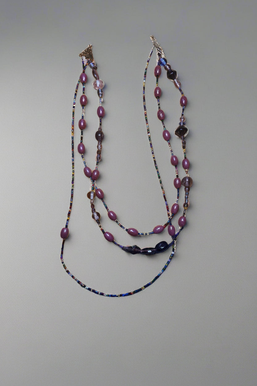 Necklace - Handmade - Three Tier - Mixed Beaded