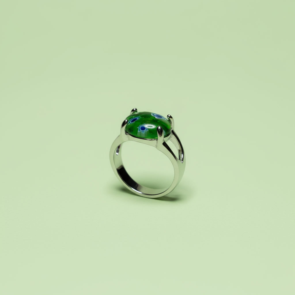 Ring - Green Floral Murano (Sizes 7 & 9)