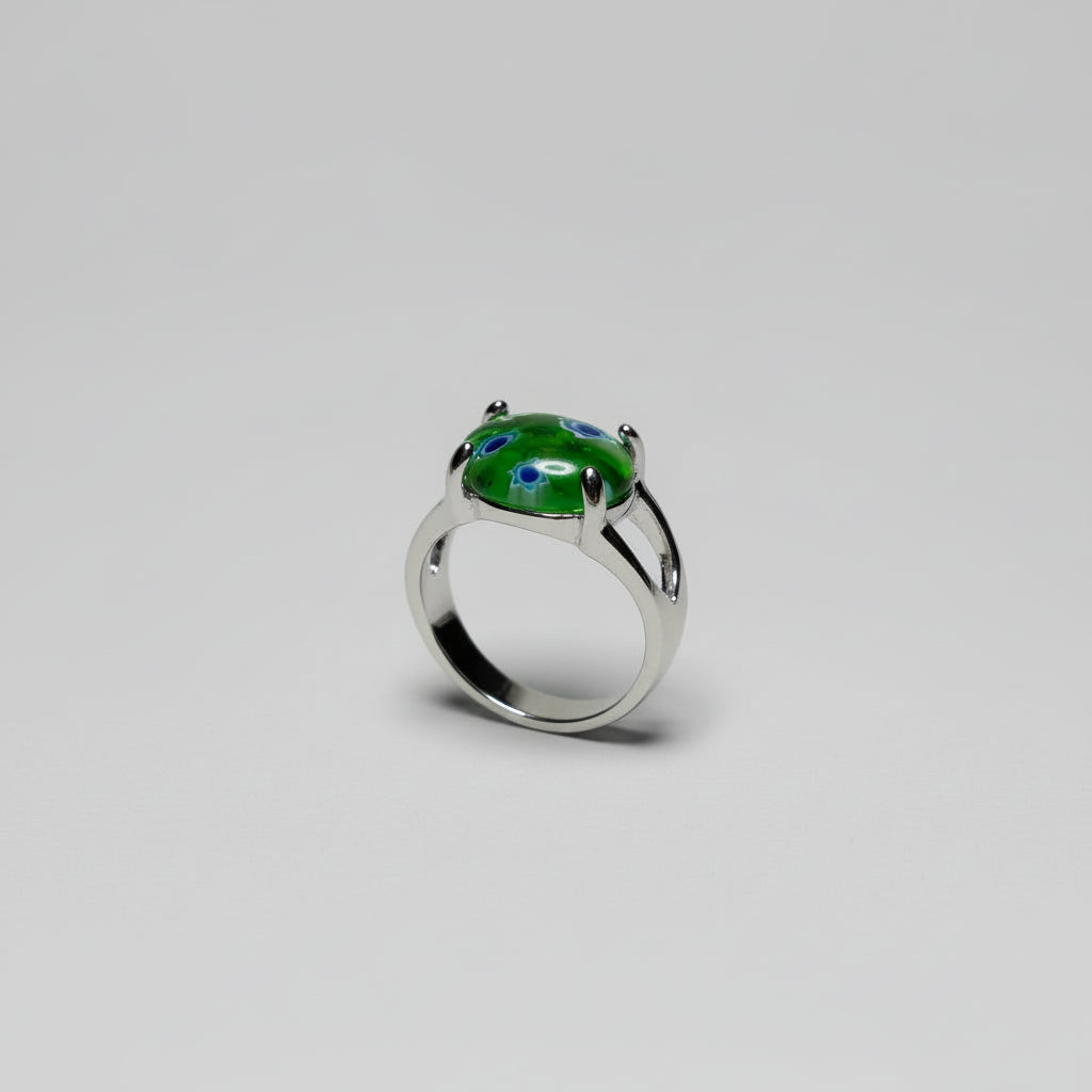 Ring - Green Floral Murano (Sizes 7 & 9)
