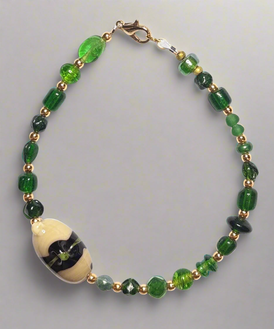 Ocean's Embrace - 8" Handmade Glass Beaded Bracelet