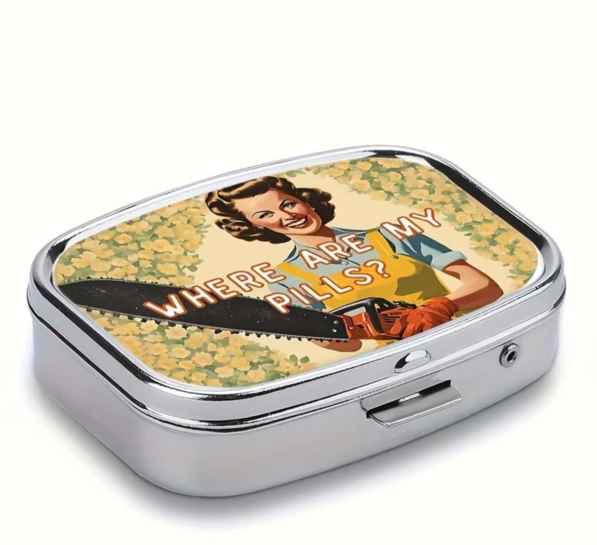 Pill Organizer - Compact - 2 Compartment - "Where's My Pills?" - Travel Size