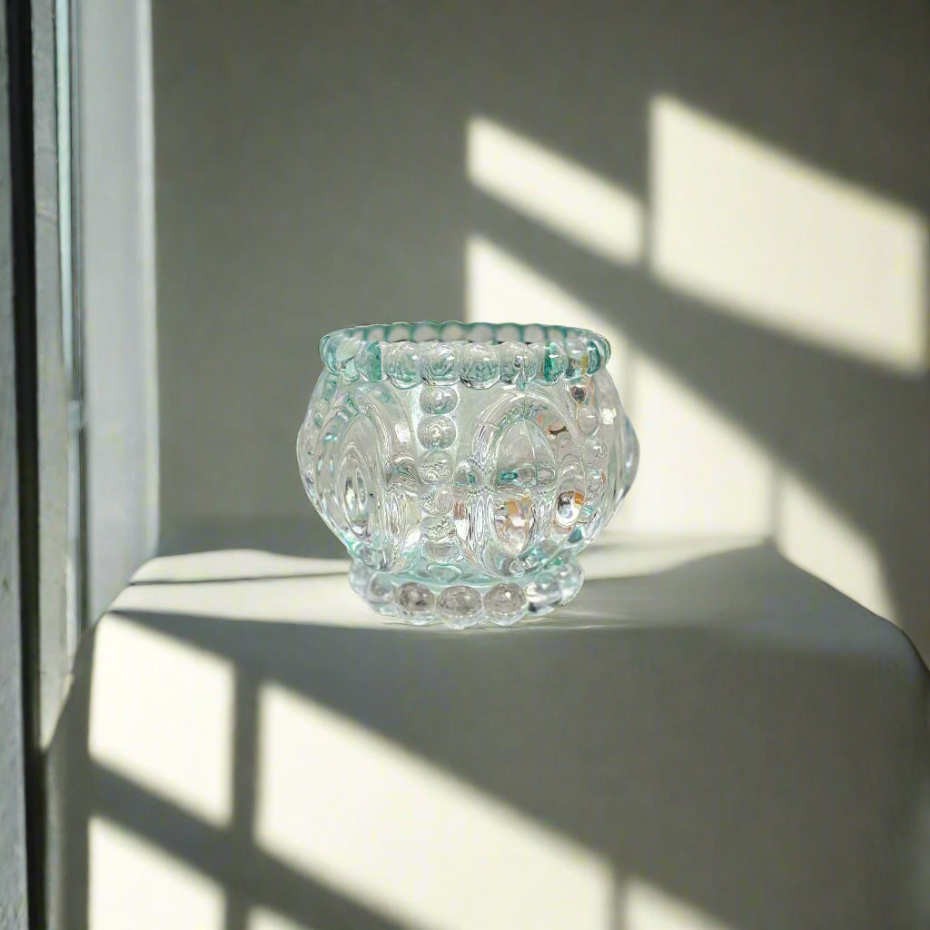 Vintage - Art Deco Style - 1950's - Bubble Glass Candle Holder