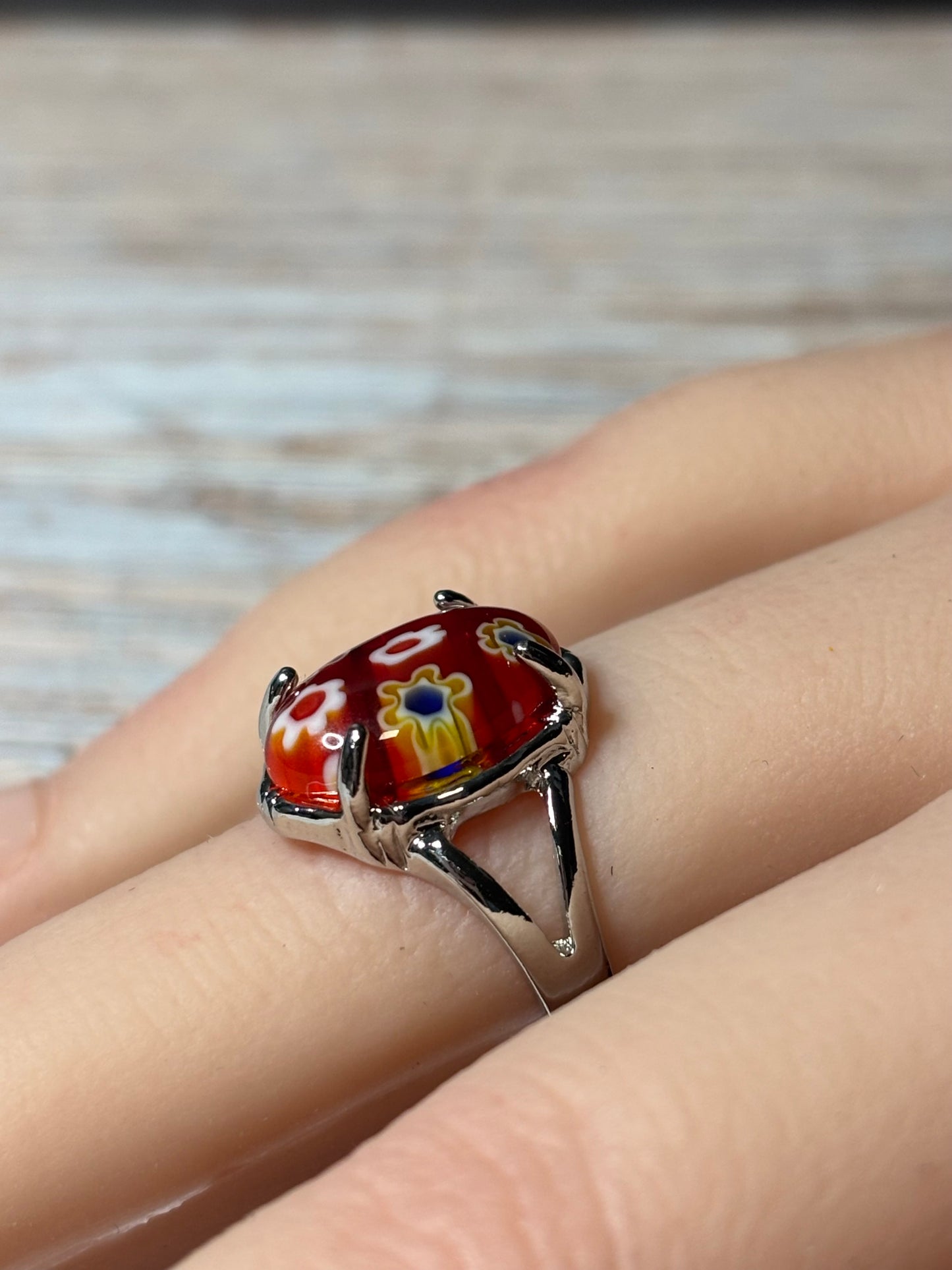 Ring Size 6 - Red Millefiori