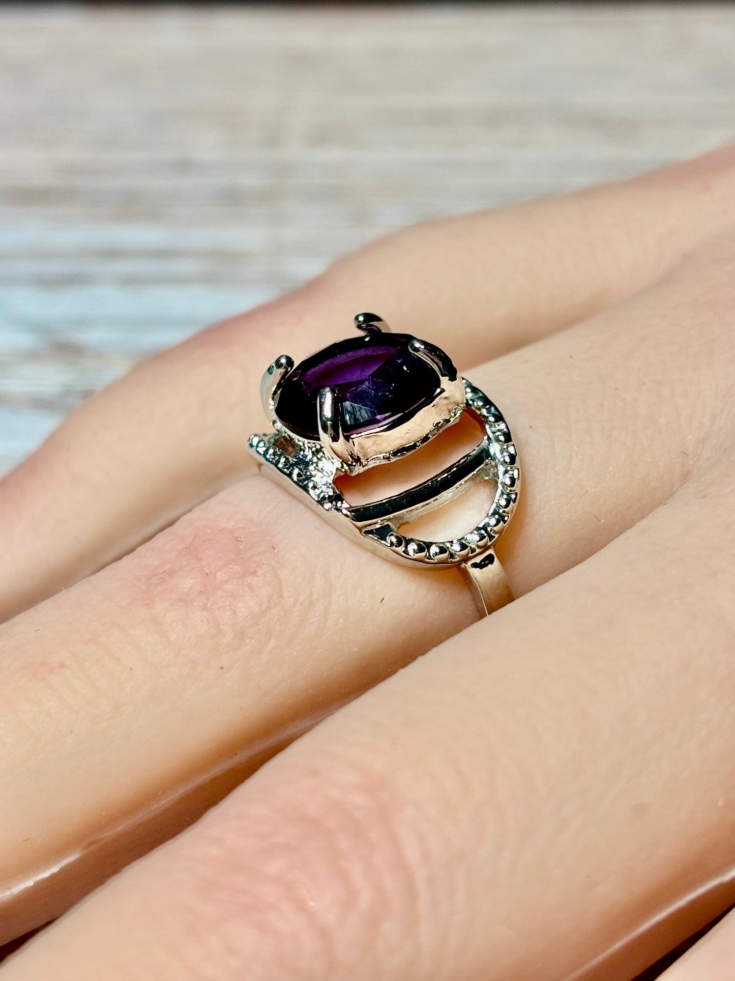 Ring Size 7 - Round Purple Amethyst