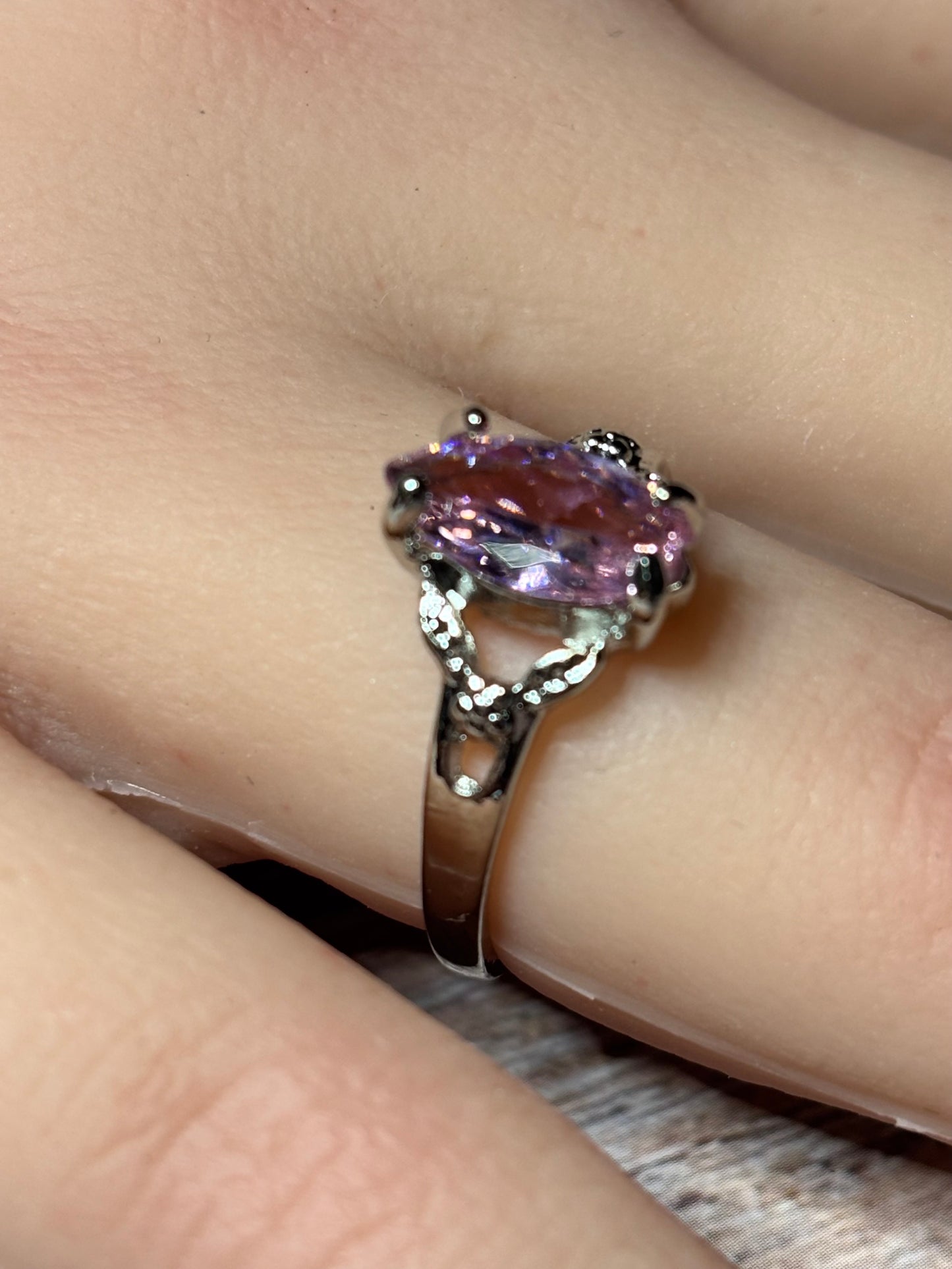 Ring Size 8 - Synthetic Pink Sapphire