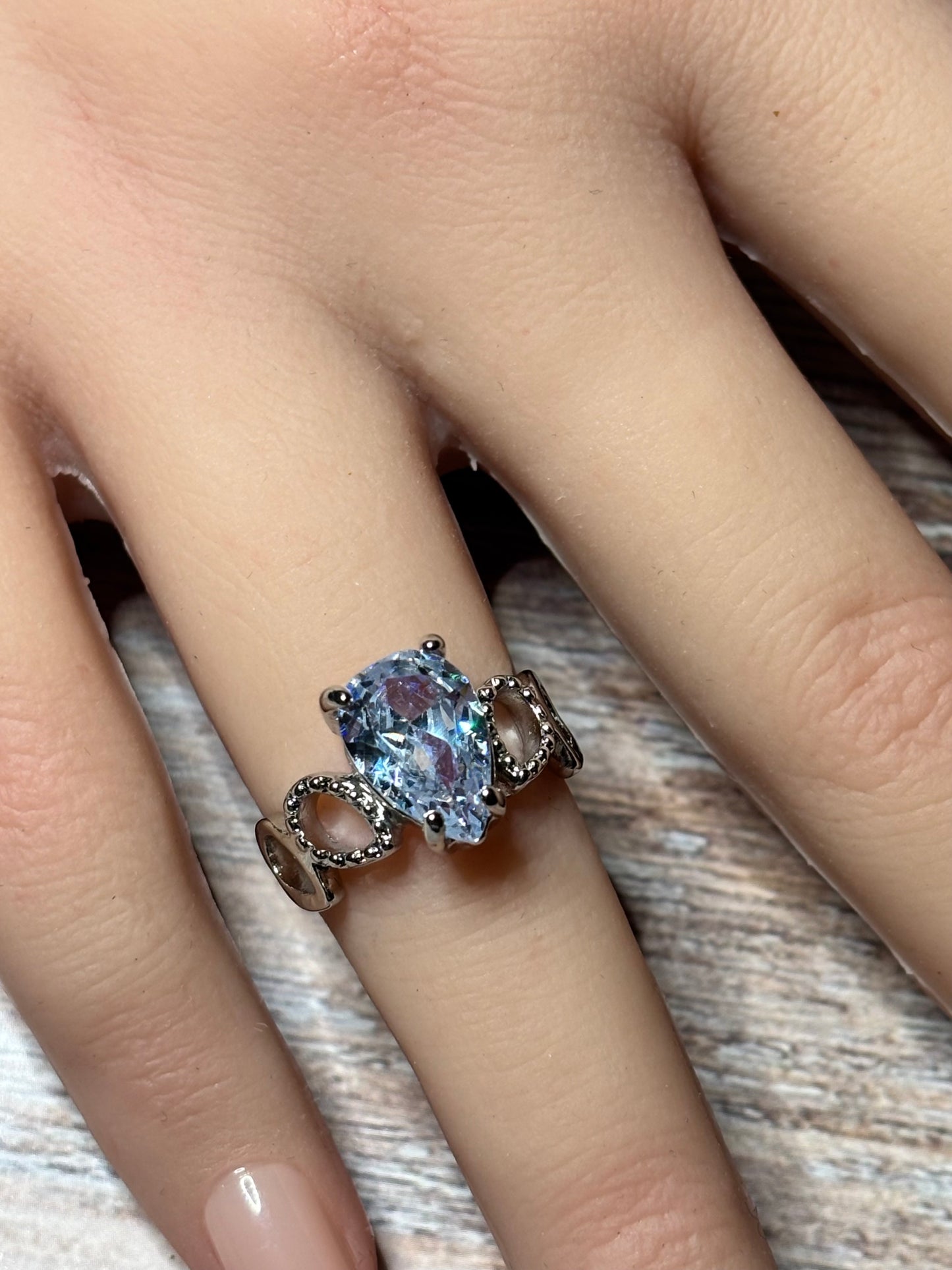 Ring - Size 6- Teardrop Blue Topaz