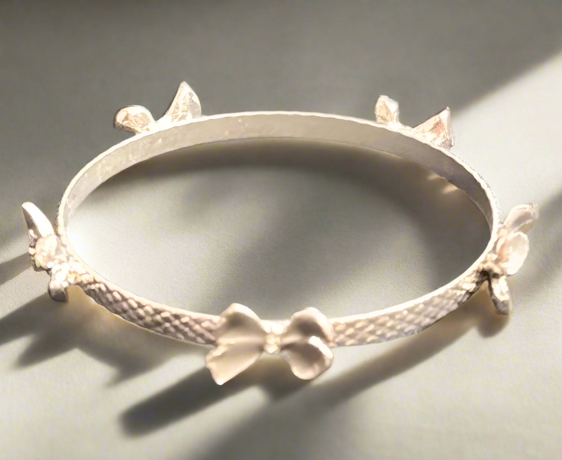Bow Bangle - Silver Toned Bracelet