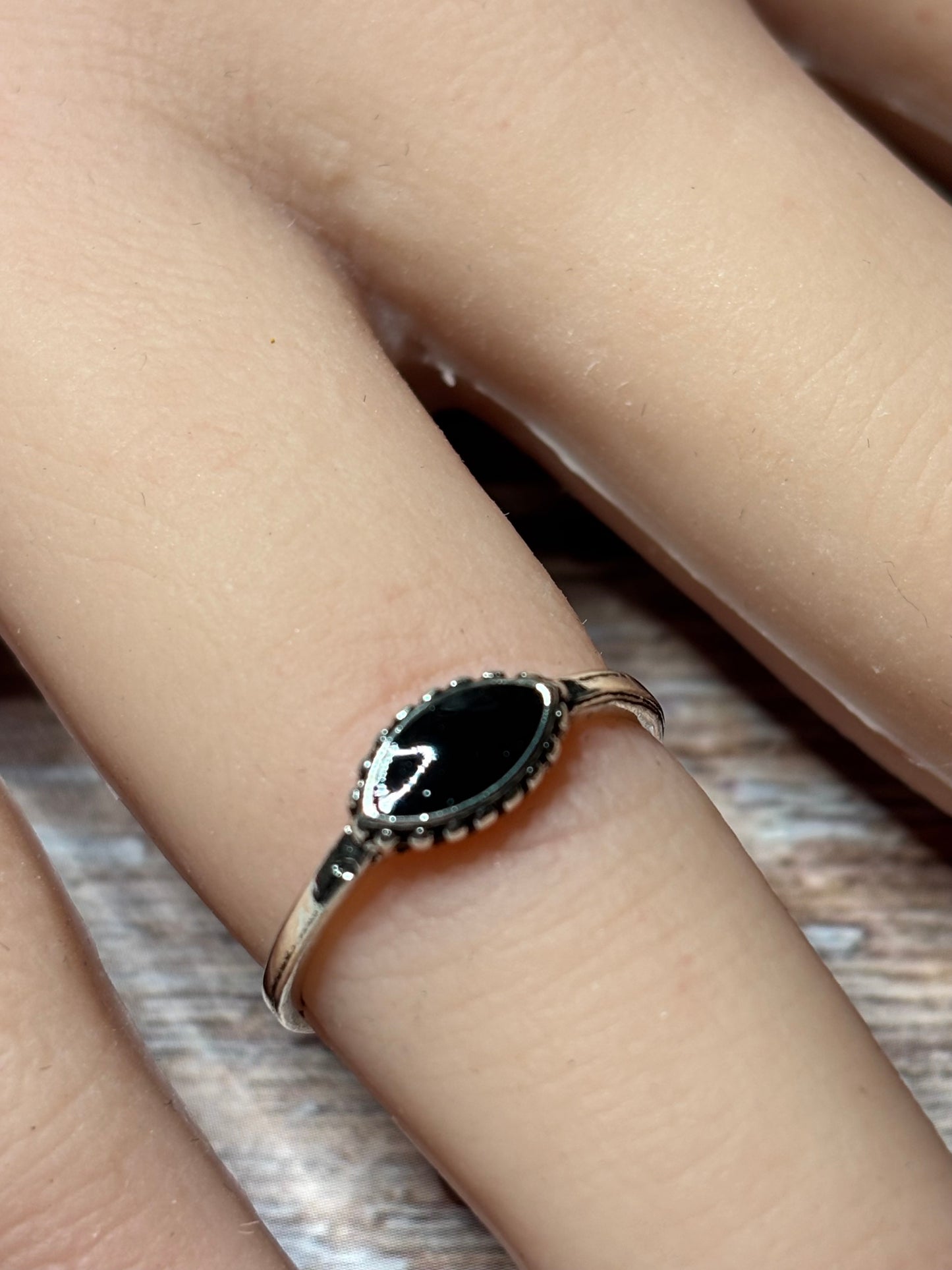 Ring - Size 5.5 - Marquise Black Onyx