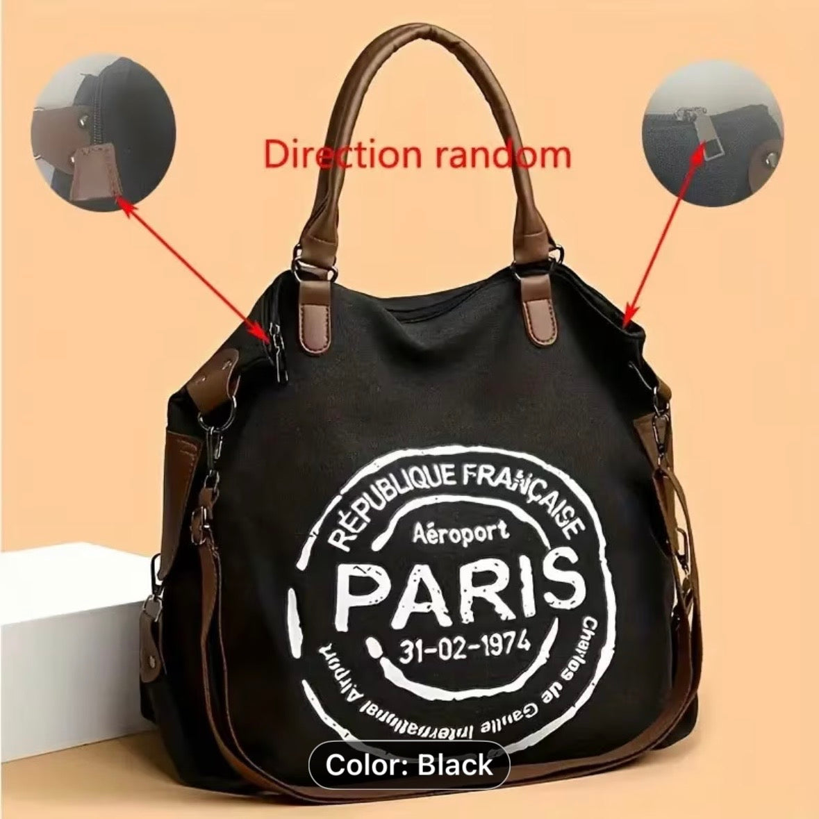 Vintage Style Aeroport Paris Canvas - Handbag/Tote Bag