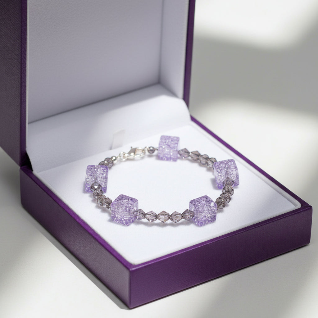Bracelet - Rich Purple-hued Ametrine Cube Beads