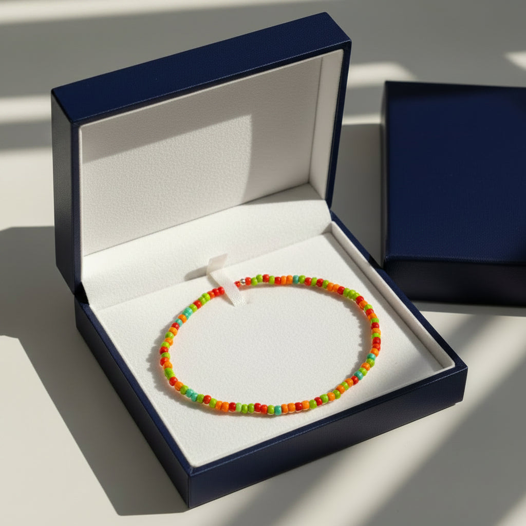 Bracelet - Multicolored Seed Beads - Double Twist Strand