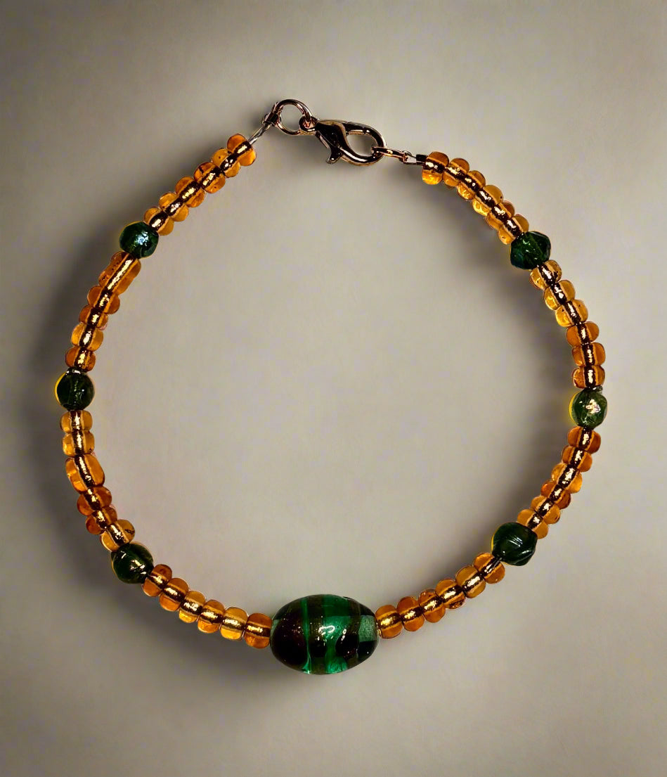 Handmade - 7" Glass Beaded Bracelet
