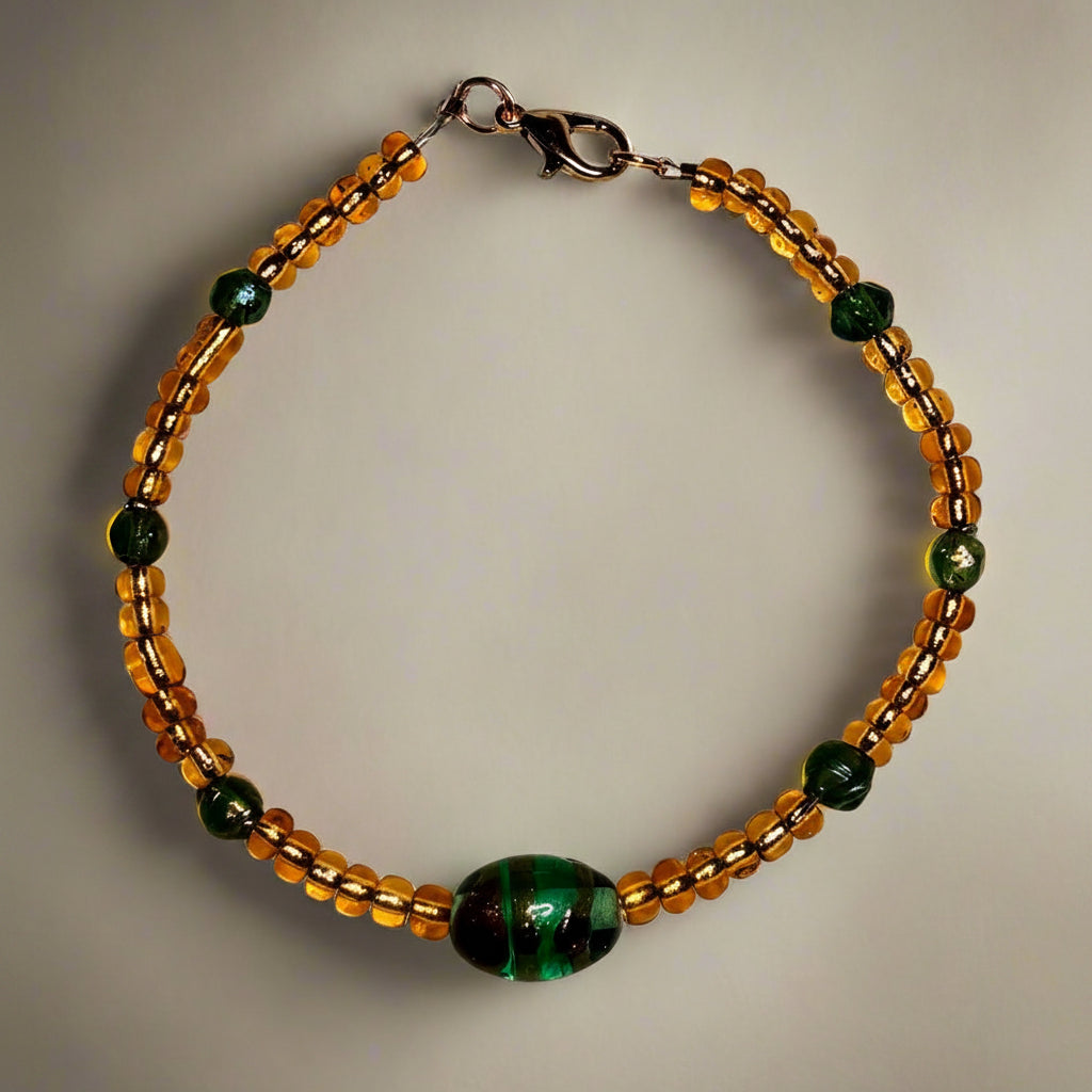 Bracelet - Handmade - 7" Beaded Glass