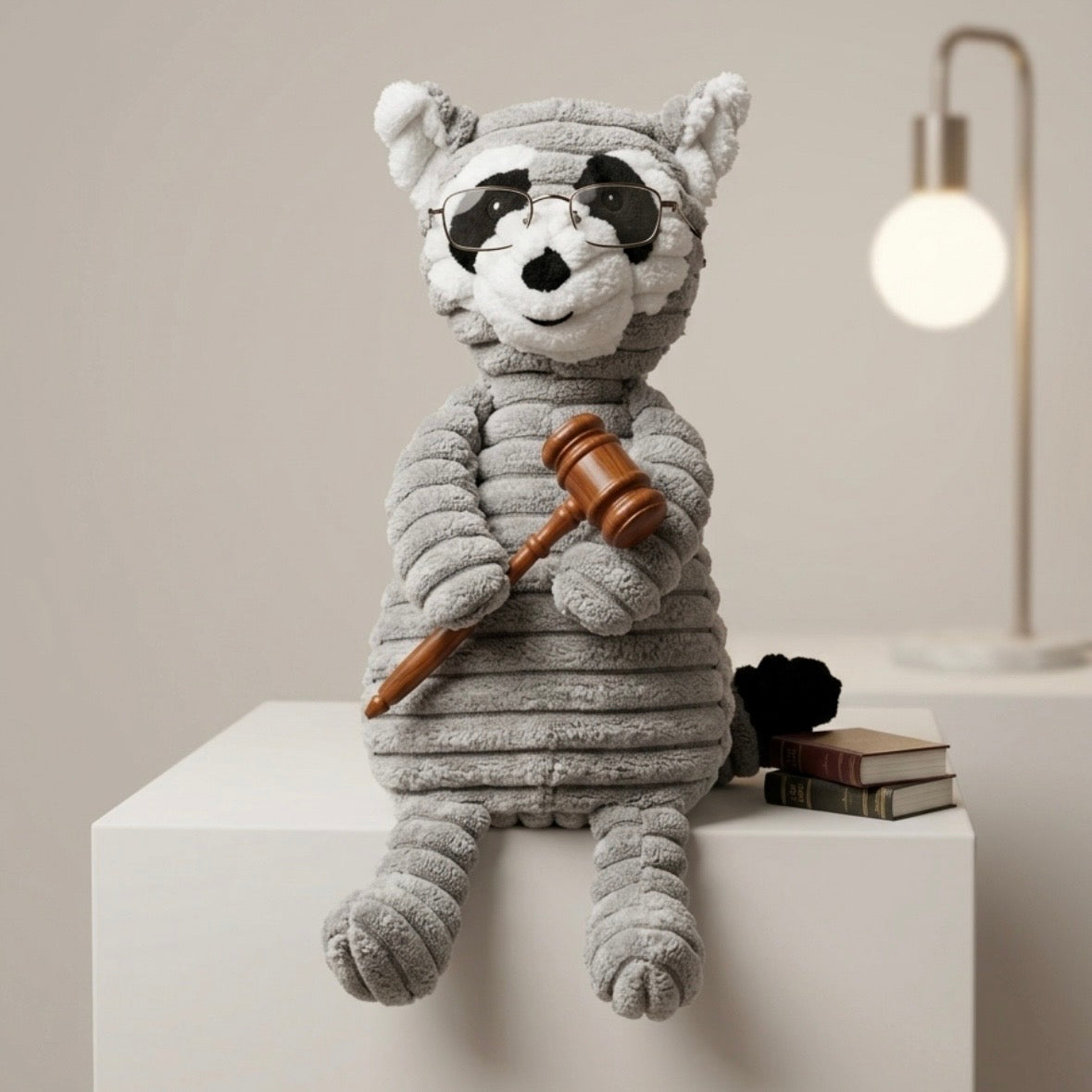 Gray and White Racoon - Stuffed Toy