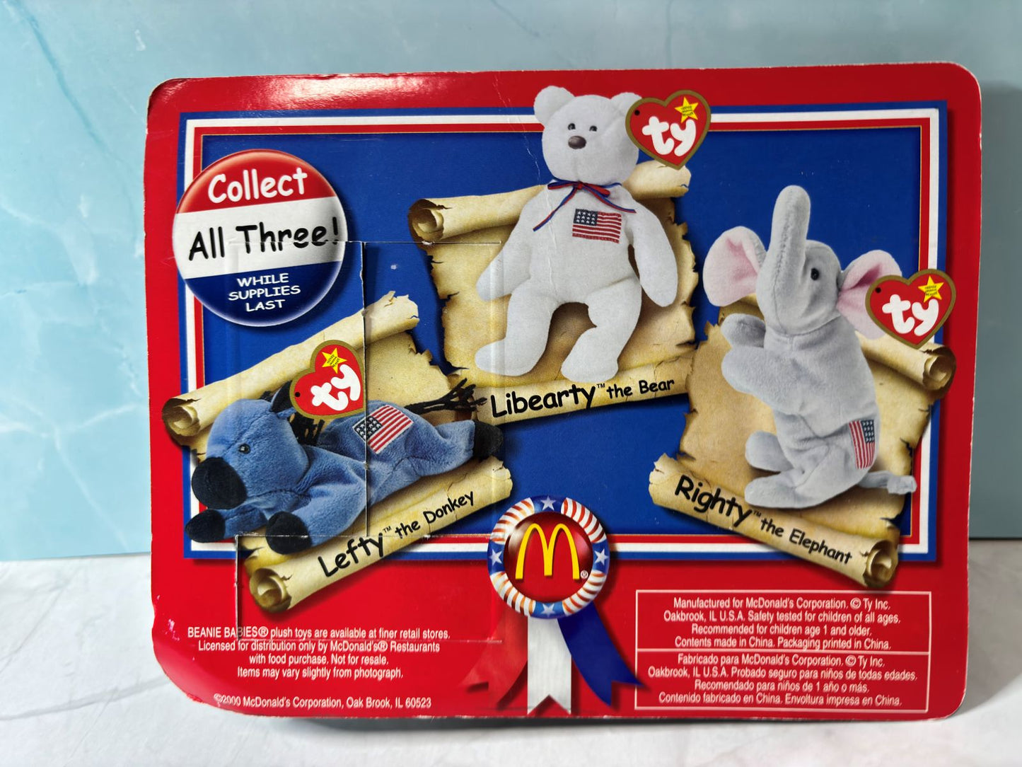 Ty 1996 Lefty The Donkey Beanie Babies